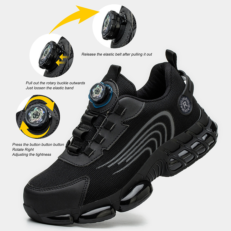 鋼製つま先保護安全靴男性用回転ボタン作業安全靴男性用アンチス - Sneaker Care のレビューと価格
